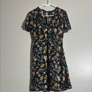 Mango Black Floral Mini Dress